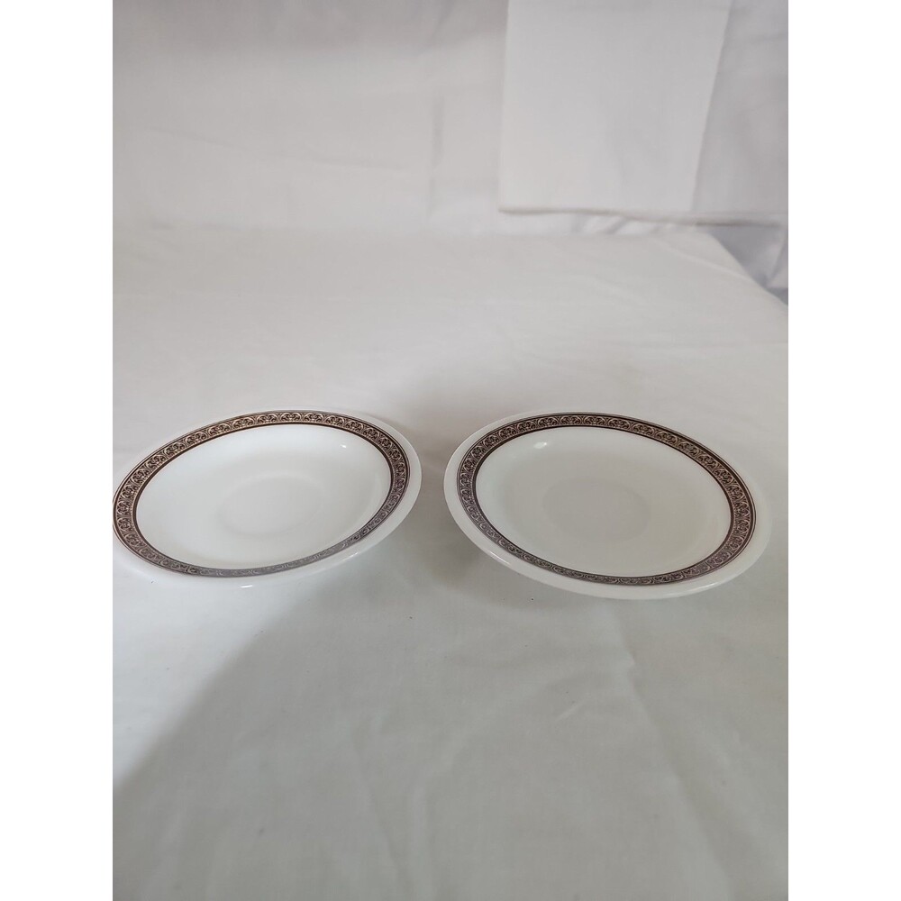 Vintage Pyrex Tableware Lot of 2 Ebony Saucer 6” Round #796-16 by Corning